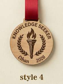 Personalised Laser Engraved Medals For Every Event,Personalized Engraved Graduation Medallion,Custom Name Year Award,Graduation Ribbon Included,Natural Wood Material,High Precision Laser Engraving,Durable Satin Ribbon,Minimalist Vintage Style,Reusable,High School Graduate,College Graduate,Graduate Student - Multicolor - View 20