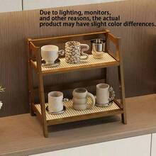 1pc Vintage Floor-Standing Desktop Storage Rack, Sturdy Weight-Bearing Double-Layer Desktop Storage Rack, Suitable For Home Living Room, Entryway, Kitchen Countertop And Bathroom, Can Store Teacups, Coffee Cups, Cosmetics And Perfumes - Multicolor - View 7