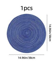 4/6/8 件 15 英寸圆形编织餐垫，可洗厨房餐桌垫，适合家庭聚会、婚礼派对（海军蓝） - 寶藍色 - 查看 10