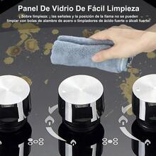 "Parrilla de Gas Empotrable XIUDEEN XD5001G – 5 Quemadores GN/GLP, Cristal Templado Negro" - Ver 4