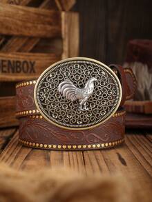 1 chiếc thắt lưng da PU kiểu phương Tây cổ điển, unisex, thích hợp để phối cùng quần jeans. - BH1015 - Xem 1