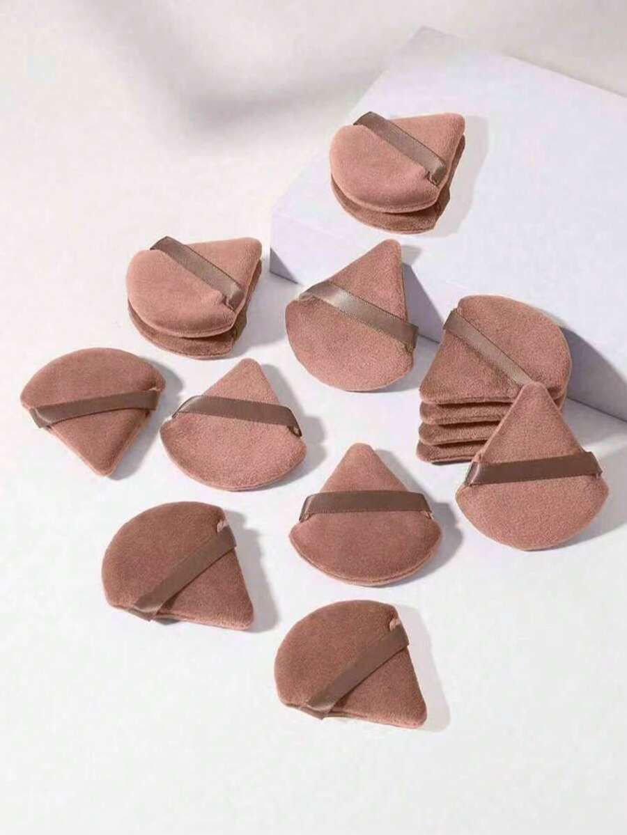 50/20/10/5/1 Pc Triangle Powder Puff Reusable Multi-Functional Makeup Tool For Liquid Foundation, Isolation Cream, BB Cream, Sunscreen, Air Cushion, Blush, Etc. Perfect Replacement For Your Brushes, Free Your Hands Essential For Travel And Home - Brown - View 1