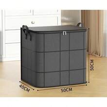 Black Foldable Wardrobe Storage Box, Stackable Large Capacity Storage Bin, Space-Saving Blanket Storage Box, Thick Moving Packing Bag, Foldable Clothes & Bedding Storage Bag With Dual Zippers And Handles, Suitable For Moving, Travel, Storage Basket And Under Bed - Grey - View 8