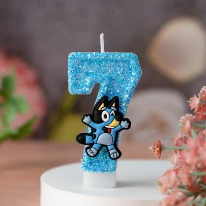 Bluey Cartoon Number Birthday Candles Cake Decorations For Kids Party