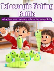 1 Set Extendable Fishing Game, Blind Fishing Challenge With Retractable Small Fish, 4 Different Lengths, Upgraded Hook Design With Lifelike Eyes And Gentle Round Shape, ABS Material, Interactive Tabletop Party Game, Children's Stress Relief Toy And Gift - Multicolor - View 4