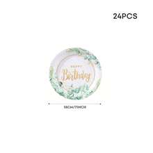 Plant-Themed Disposable Tableware Set, Including 7/9 Inch Paper Plates, Paper Cups, Paper Napkins, Suitable For Birthday Parties, Festivals, Gatherings, Picnics, Celebrations, Wedding Tea Ceremonies, Graduation Ceremonies - How Many - View 8
