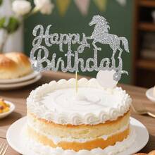 1 Set Colorful Shiny Horse Themed Happy Birthday Cake Toppers - Suitable For Birthday, Horse Lovers, And General Event Cake Decorations - View 9