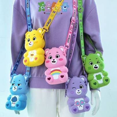  Care Bears Silicone Crossbody Bag Shoulder Bag Waterproof Mini Messenger Bag With Zipper Coin Purse Daily Casual Bag