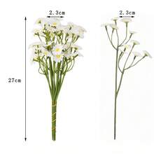 Set de 6 piezas, 60 piezas de flores de margarita de seda artificial, ramo de flores de margarita blanca falsa para decoración de boda, manualidades, decoración del hogar y dormitorio - Blanco - Ver 5