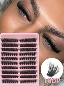 100P Fluffy False Eyelashes, 160 Clusters Super Thick & Voluminous, European & American Cat Eye Style, Natural & Fluttery, 10-18mm Mixed Length For 3D Dramatic Eye Makeup. Easy Application For Beginners, Soft & Lightweight, Suitable For Daily, Party, And Photography. High Cost-Effective Practical Choice, Great For Self-Use Or Thoughtful Holiday Gift. - D - View 9