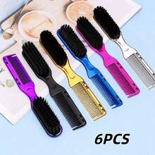 3/4pcs Men's Multi-Functional Comb Set, Men's Hair Brush, Men's Hairstyling Tools, Men's Comb, Dual-Purpose Comb, Can Be Used For Hairstyling And Beard Shaping, Comb And Brush Dual Design, Dual-Purpose Comb, Can Be Used To Create Natural Styles And Trim Eyebrows, Hairstyling Tools, Hairstyling Products And Accessories, Barbershop Beauty Travel Essentials, Men's Beard Styling Tools, Textured Brush Comb, Haircutting Tools, Can Be Used For Beard Care And Hair Grooming, Men's Accessories, Men's Head Accessories - Multicolor - View 3