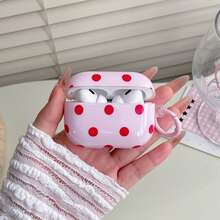 Ốp tai nghe Bluetooth họa tiết chấm bi tối giản, ốp tai nghe thiết kế chấm bi tối giản kèm móc treo, phù hợp với AirPodsPro, tương thích với Apple AirPodsPro3/Pro2/Pro/4/3/2, dễ thương và đa năng. - Hồng - Xem 9