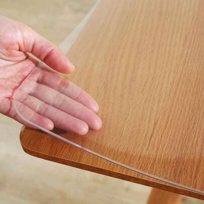 1pc Luxury Transparent Table Cover - 0.25mm Thick PVC, Scratch-Resistant And Heat-Resistant, Protective Film For Dining Table And Coffee Table - Suitable For Home, Office, Hotel Use - Elegant Square Design Table Cloth
