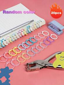 Bộ 20 chiếc vòng kẹp giấy đa năng, bao gồm thẻ, vòng đục lỗ, kẹp giấy, phụ kiện lưu trữ sáng tạo. - A - Xem 12