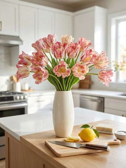 12/6/3/1pc 3D Parrot Tulip Artificial Flowers, Lifelike Decorative Fake Tulips With Long Stems, Suitable For Home, Office, Wedding, Desk Decor, Decoration For Room, Dining Room, Kitchen, Living Room, Bedroom, Also Great For Birthday, Valentine's Day, Mother's Day, Father's Day And Graduation Gifts