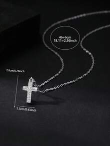 1件经典宗教风格全锆石十字架吊坠项链，简约奢华嘻哈男女通用款，适合节日、度假、旅行和日常佩戴 - 彩色 - 查看 6