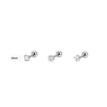 9pcs/3pcs Y2K Cute Style Multi-Size Zirconia Stud Earrings Set, Round Diamond Star Heart Screw Earrings, Versatile Ear/Nose Studs - White - View 10
