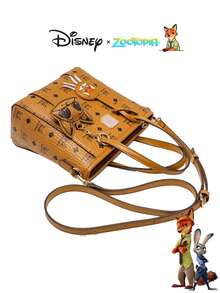 Disney 官方授权女士托特包，疯狂动物城联名款，尼克·王尔德印花，简约大容量，极简休闲托特包/斜挎包，优雅时尚，适合工作、通勤和休闲场合，专为女性和大学生设计 - 彩色 - 查看 11