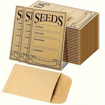 50/100 Stücke Samenkuverts, wiederverwendbare Samenaufbewahrungskuverts aus Kraftpapier, kleine Samenkuverts zum Verpacken von Blumen- und Gemüsesamen