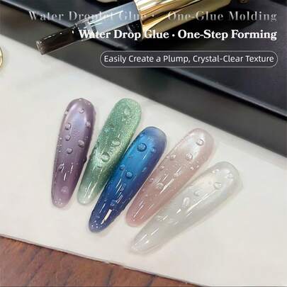 MIANEL GEL IANEL 2026 Nuevo Estilo Capa Superior de Gel de Esmalte de Uñas con Efecto de Gota de Agua Sin Necesidad de Limpiar, Forma de Gota de Agua Transparente para Verano para Salón de Uñas.