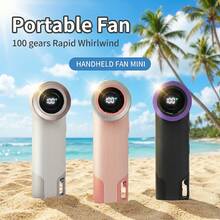 AOYI Portable Handheld Fan, Adjustable Wind Speed 1-100 Levels, 3000mAh Rechargeable Battery, Digital Display Screen, Suitable For Men And Women, Essential For Travel & Outdoor Activities Like Camping, Picnic, Hiking, Backpacking, Sports - Handheld - View 7