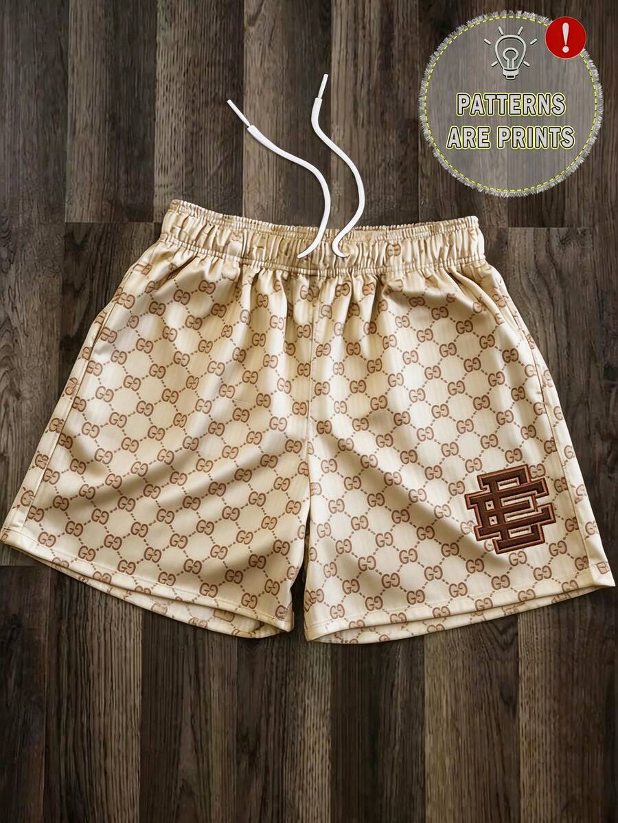 These Digitally Printed Casual Sports Shorts, Featuring Fun Patterns, Are The Perfect Choice For Creating A Street Style Look. - Apricot - View 1