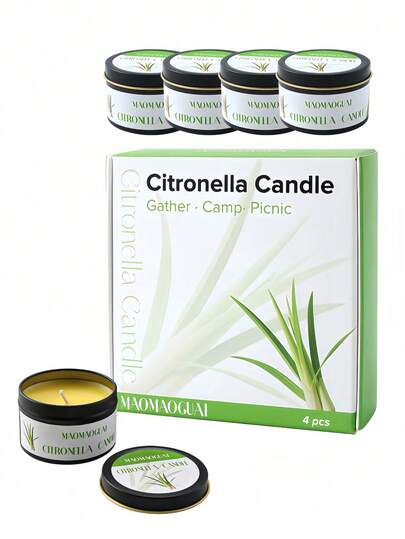 MAOMAOGUAI 2/4 Pcs Citronella Candles, Natural Lemongrass Essential Oil Scented Candles, 80 Hours Long Burning Portable Tin Candles, Smokeless Aromatherapy Candles For Camping, Picnic, Fishing, Patio, Backyard, Indoor Home Decor, Gift Set