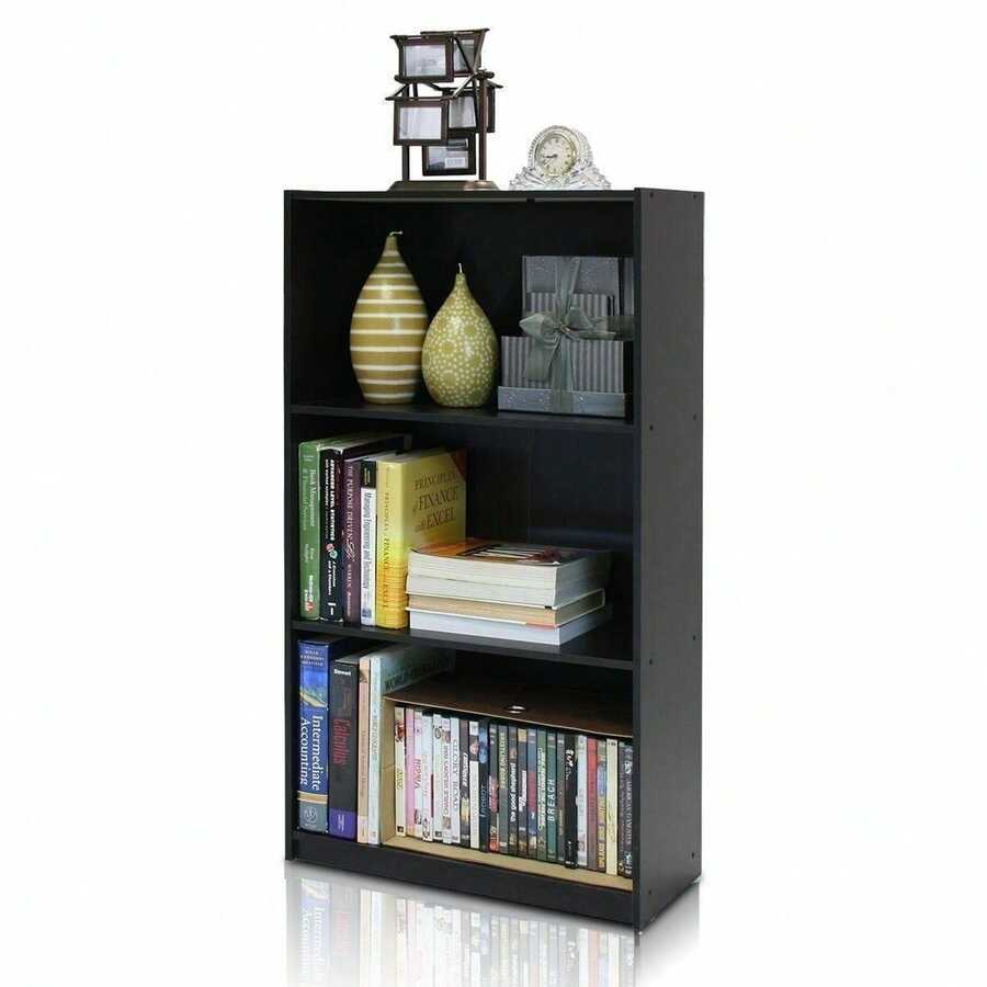 Espresso 3 Shelf Bookcase Wooden Storage Bookshelf Shelves Home Office Organizer - 1 - View 1