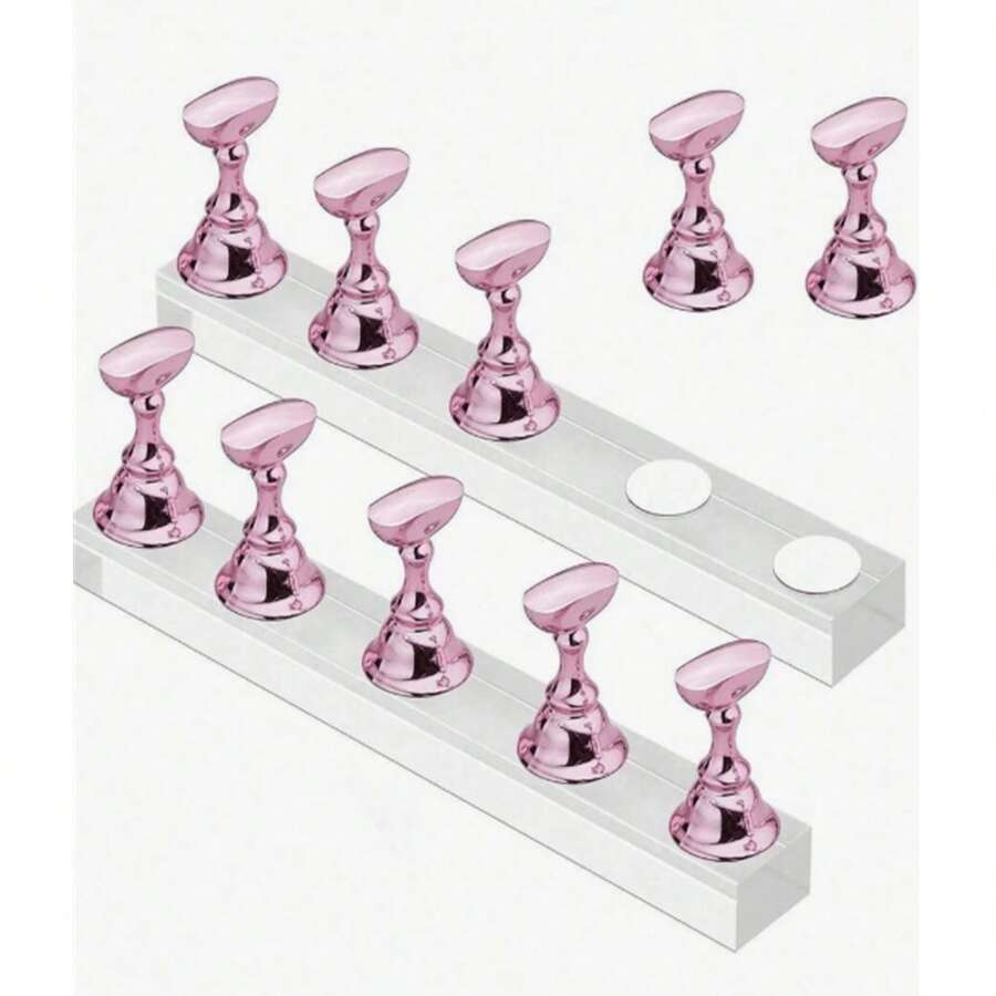 Y2K 1 Set Pink Nail Polish Display Stand, Magnetic Nail Art Practice Holder, Acrylic Nail Salon Equipment & Decor, Suitable For Beginners, Nail Display & Practice, Travel Essential, Mother's Day Gift - View 1