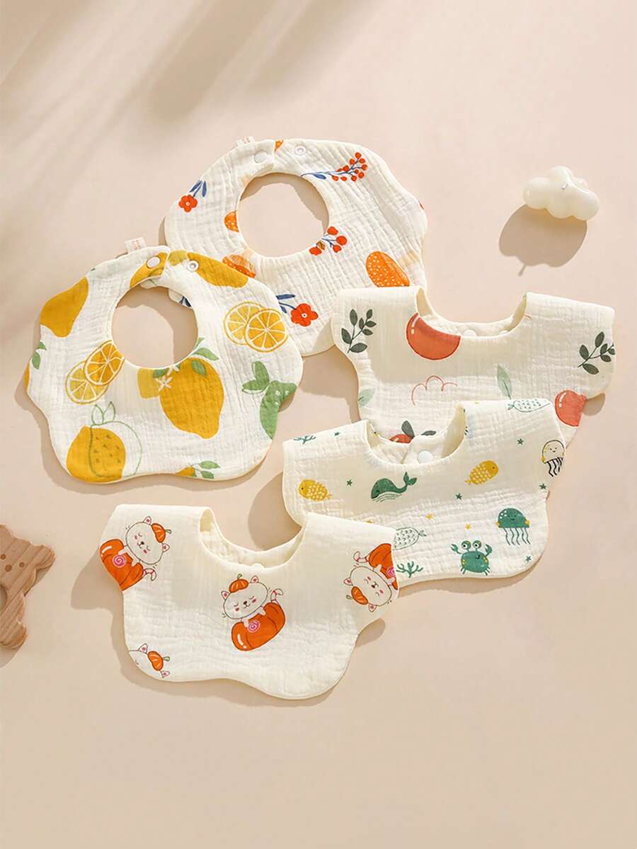 6-Layer Muslin Flower Petal Bib, Baby Infant Drool Bibs, Newborn Anti-Spit Up Bibs - Multicolor - View 1