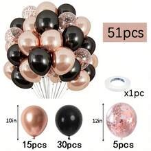 50 Stücke Premium Schwarz & Roségold Glitzer Latex Luftballons - Lebendige Dekoration für Hochzeiten, Geburtstage, Jahrestage, Abschlüsse & Feiern - Innen-/Außenbereich, geeignet für Partys, Babypartys & Geschlechteroffenbarungen - Verschiedenfarbig - Übersicht 6