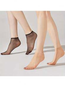 5 đôi tất nữ mùa hè không đường may, trong suốt, thoáng khí, cổ thấp đính pha lê - Nhiều màu - Xem 6