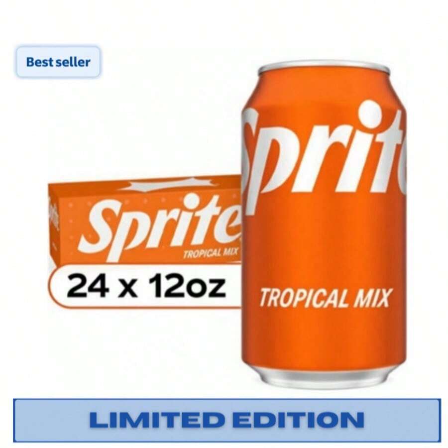 Sprite Tropical Mix Soda, 12 Fl Oz Cans, 24-Pack, Refreshing Lemon-Lime & Tropical Flavor Soft Drink - Orange - 查看 1