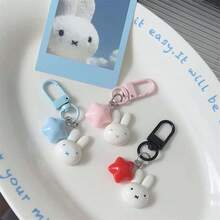 1pc Kawaii Miffy Rabbit Head Small Pendant Cute Doll Keyring Backpack Car Pendant Small Ornament Adorable Charm Decorative Girl Gift (Random Style) - Multicolor - View 6