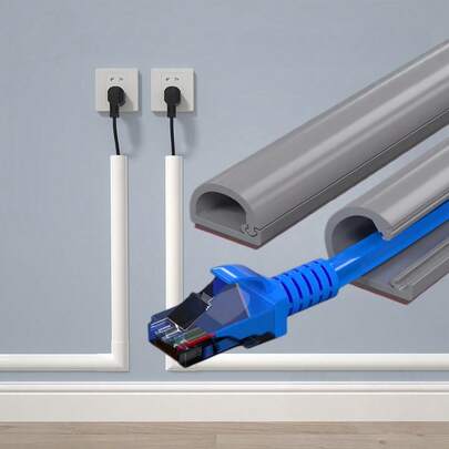 1 cái máng dẫn dây cáp dán vô hình - Bảo vệ dây cáp chống giẫm đạp, vỏ bọc dây mềm có nắp đậy, dùng cho tường nhà và văn phòng.