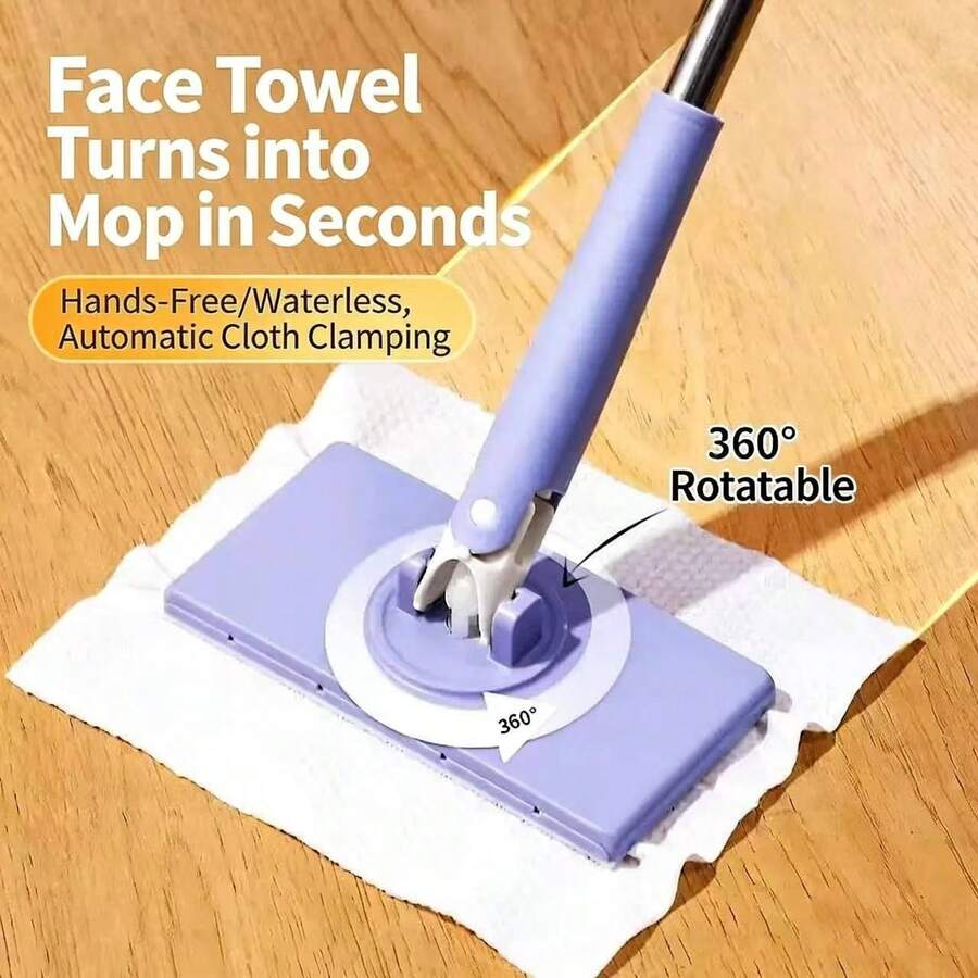 1 cây lau nhà xoay 360° có giá đỡ khăn tự động, cây lau nhà tiện dụng kèm giá đỡ khăn, cây lau nhà cầm tay có khả năng xoay 360°, thích hợp để lau chùi tường gạch nhà bếp, bếp nấu và máy hút mùi. - A - Xem 1