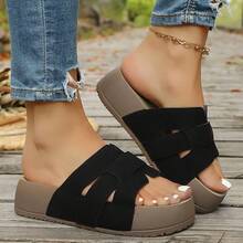 Dép xăng đan đế dày cho nữ, kiểu dáng giản dị, thoải mái. - màu đen - Xem 9