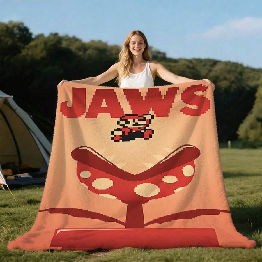 1Pcs Super Mari O Retro Pixel Art Blanket-Intricate Design Featuring Blocky Characters And Elements, Perfect Gift For Holiday Celebrations And Gaming Fans Mari O Bros,Luigi,,Bowser,Toad,,Donkey Kong,Wario,Waluigi,Super Mushroom,Green Shell.Throw Blankets,Nap Blanket,Noon Nap Blanket,Siesta Blanket,Lunch Break Blanket,Outdoor Camping Travel Blanket,Durable Fabric,Artistic Design,Versatile Accessory,Outdoor Enthusiasts,Room Decor,Home Décor,Bedroom Decor,New Year's Day, Valentine's Day,  Sunday, St. Patrick's Day, Irish Culture Day, April Fool's Day, Easter, Mother's Day, Father's Day, Flag Day, Halloween, Christmas Eve, New Year's Eve, Christmas Day – The Perfect Gift For Friends, Family, And Lovers. - 彩色 - 查看 1