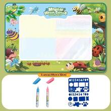 2片装 2026新款魔法水彩画垫，超大可重复使用水彩涂鸦画垫玩具，儿童绘画，创意礼物，适合女孩，生日、圣诞节、节日 - 彩色 - 查看 10