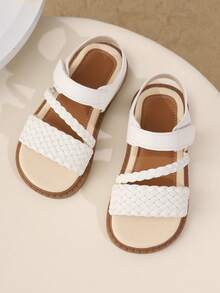 New Princess Style Children's Sandals, Girls' Flat Thick Bottom Open Toe Comfortable Casual Sandals, Suitable For Toddlers And Big Kids - White - View 5