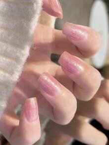 20pcs Transparent Base Nail Stickers, Require UV Lamp Curing, Salon-Grade Quality Durable, Cross-Border Wholesale Same Style Red Book-Themed Nail Stickers Suitable For Fingertips - Baby Pink - View 7