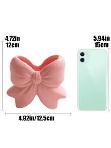1个或2个蝴蝶结花瓶桌面摆件，可爱丝带设计桌面装饰品，适合家居装饰、化妆刷和笔筒、女孩卧室装饰、闺蜜礼物、女士冬季礼物 - 彩色 - 查看 3