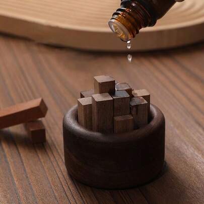 1 Set Wooden Diffuser - Round Wooden Stick Aroma Dispenser For Home, Office, Study - Slow Release Scent Cylinder, No Fire, No Battery Required - Decorative Essential Oil Holder, Additions