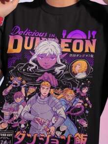 Laios Touden Dungeon Meshi T-Shirt Delicious Anime Vintage Special Shirt - Black - View 7