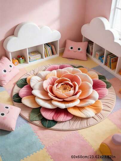 1pc Cartoon Animal Pattern Decorative Rug, Lively And Healing Style, Suitable For Kids Play Area, Bedroom, Minimalist Living Room And Other Scenes; Cartoon Decorative Round Area Mat, Decorative Carpet, Bedroom Decor, Small Rug, Carpet, Home Decor, Living Room Carpet, Living Room Small Rug, Bedroom Rug, Living Room Home Decor, Outdoor Rug, Washable Carpet, Suitable For Spring, Summer, Autumn And Winter