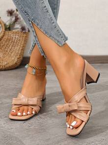 Giày sandal cao gót mũi vuông, sandal cao gót hở mũi gợi cảm dành cho nữ, thích hợp cho mùa xuân/hè. - Màu Khaki - Xem 5