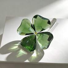 6.5x6.5x10cm Sparkling Crystal Four-Leaf Clover Desktop Decor, Lucky Talisman Home Accessory - 1PC - View 3