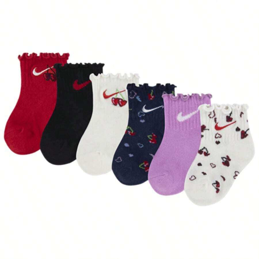 Nike Cherry Lettuce Socks 6 Pack Girls' Infant University Red/Multi NN1341-U10 - Navy Blue - View 1
