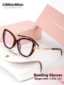 LiMiaoMiao Unisex Cat Eye Reading Glasses, Vintage, Clear, Computer Reading, Magnification +1.0 To +3.5, With Case And Cloth, Suitable As Holiday Gift - Transparent - View 34