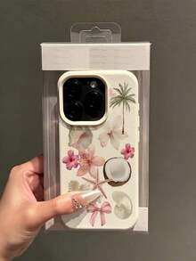 1pc White Textured Matte Lens Protection Minimalist Beach Seashell Starfish Orange Letter Element Pattern Phone Case, Compatible With Iphone 16 Pro Max, 17/16/15/14 Plus/13/12/11, Air, Series,International Version, Not The Domestic Version - Estilo 6 (1 pieza) - Ver 4